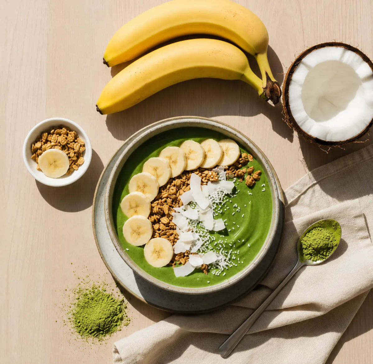 Matcha Smoothie Bowl with Banana and Coconut
