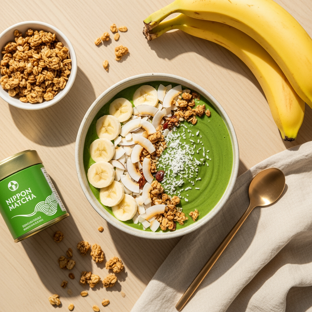 Matcha Smoothie Bowl with Banana and Coconut