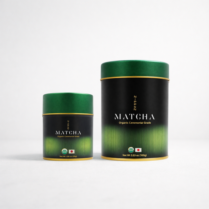 Nippon Matcha Pair — 3.53oz and 1.06oz tins of organic ceremonial matcha