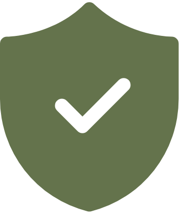 Green shield icon with a white check mark in the center